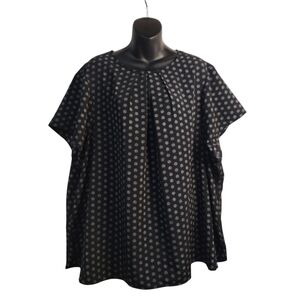 Lands' End Women's Navy Blue White Polkadot Top Blouse Plus Size 28W